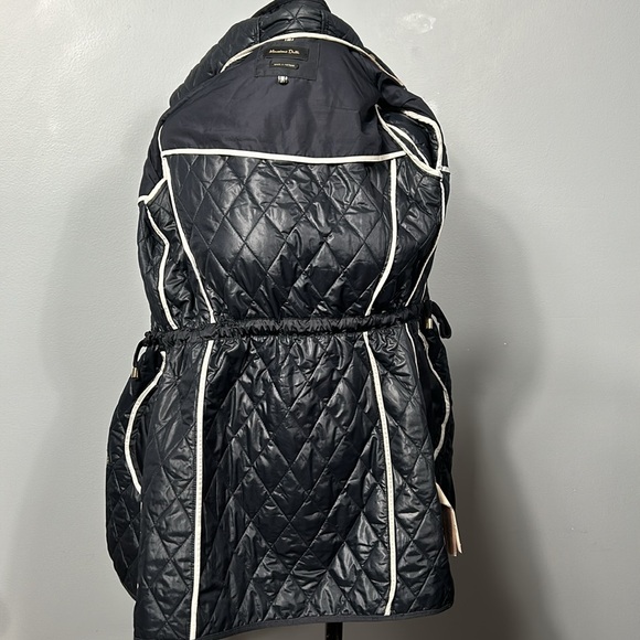 Massimo Dutti Quilted Dark Navy Midi Length Hooded Jacket Coat size small - Picture 13 of 16